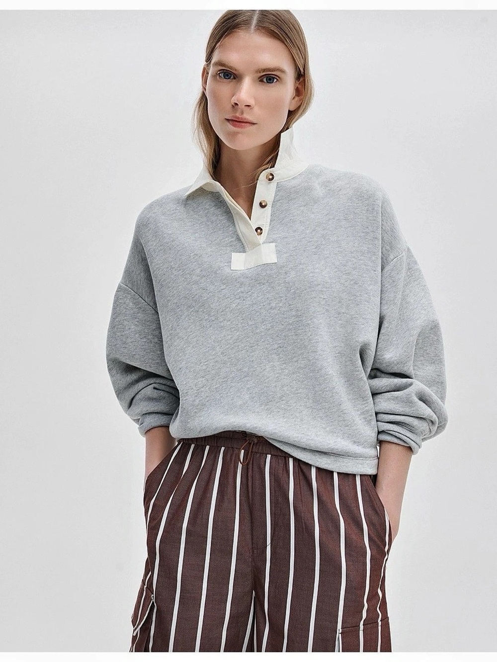 Rag & Bone Collared Sweatshirt in Gray Size xxs